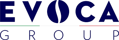 Logo di Evoca Group con scritta blu e linee tricolore sottostanti